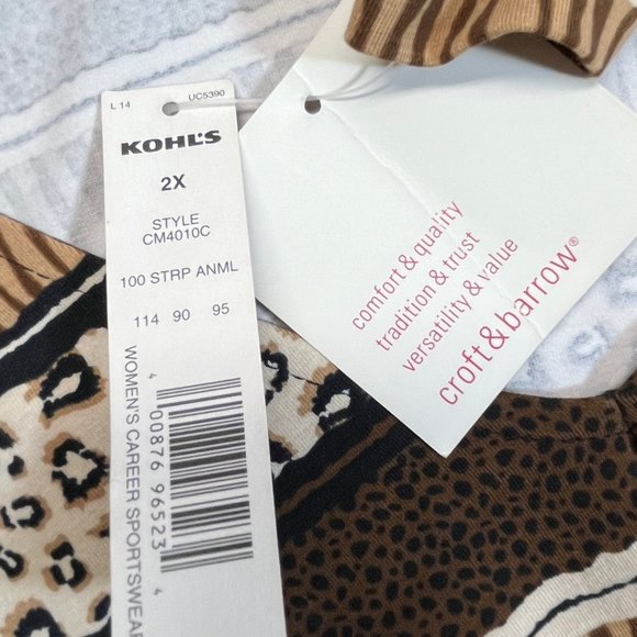 CROFT & BARROW STRETCH ANIMAL PRINT 3/4 SLEEVE SHIRT NWT - Picture 6 of 6